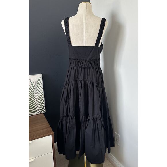 Proenza Schouler Tiered Long Dress Square Neck Poplin Pockets - Picture 11 of 12